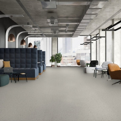 White Ivory Speckled Effect Anti-Slip Contract Commercial Heavy-Duty Flooring with 3.5mm Thickness-13m(42'7") X 2m(6'6")-26m²