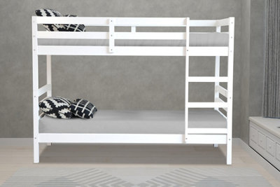 White Kids 3ft Standard Single Wood Wooden Bunk Bed Frame