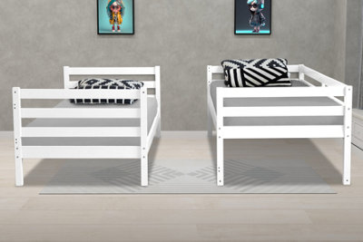White Kids 3ft Standard Single Wood Wooden Bunk Bed Frame