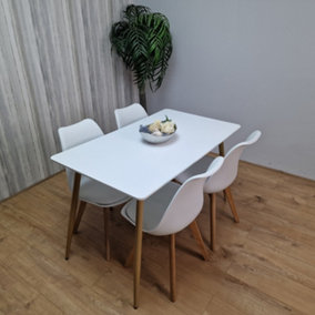 White Kitchen Dining Table With 4 Grey Tulip Chairs Table Set Of 4