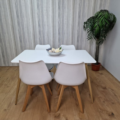 White Kitchen Dining Table With 4 Grey Tulip Chairs Table Set Of 4