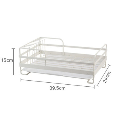 White Kitchen Metal Dish Drainer Rack Draining Board with Removable Drip Tray