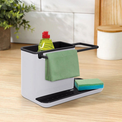 White Kitchen Sponge Cloth Drainer Holder Pan Brush Rag Rack