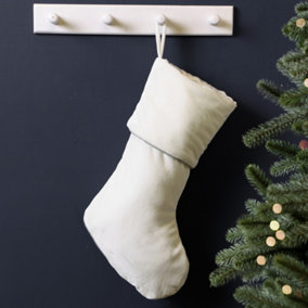 White Knightsbridge Velvet Xmas Tree Decoration Christmas Gift Bag Christmas Stocking