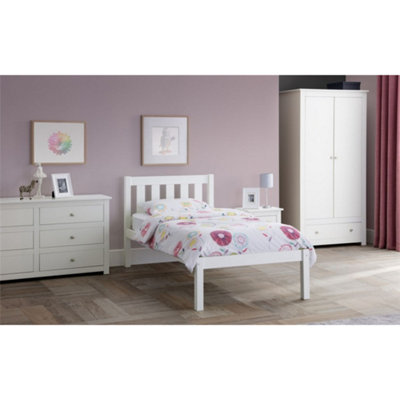 White Lacquer Solid Pine Low Foot End Bed - Single 3ft (90cm)