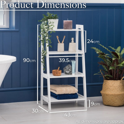 White Ladder Shelf Wooden 4 Tier Storage Unit Display Stand Bathroom Christow