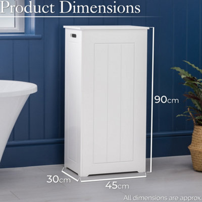 White Laundry Box Wooden Bathroom Storage Basket Linen Clothes Cabinet Christow