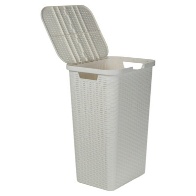 White Laundry Clothes Storage Washing Bin Basket Hamper 60L Large ...
