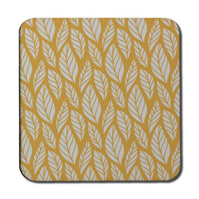 White Leaf Pattern on Orange (Coaster) / Default Title