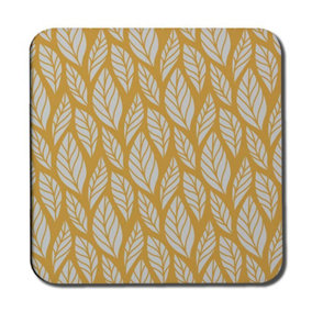 White Leaf Pattern on Orange (Coaster) / Default Title