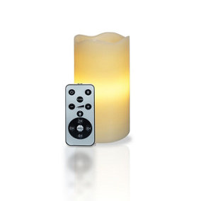 White LED Candle Star Projector - Battery or USB Powered Realistic Pillar Candle Ambient LED Light Home Decoration - H16 x 8cm Dia