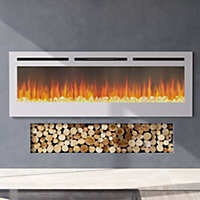 White LED Electric Fire Wall Mounted or Inset Fireplace 12  Flame Colors Adjustable 60 Inch