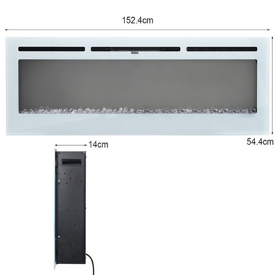 White LED Electric Fire Wall Mounted or Inset Fireplace 12 Flame Colors ...