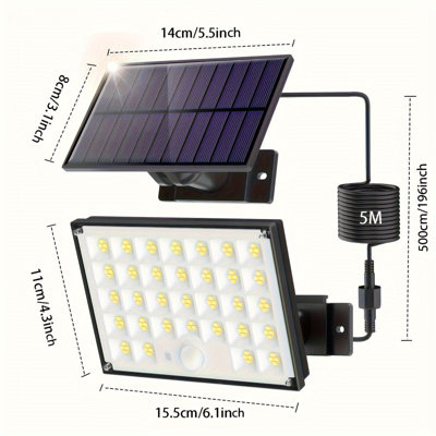 White Light Solar Motion Sensor Outdoor Light, Separable Solar Panel ...