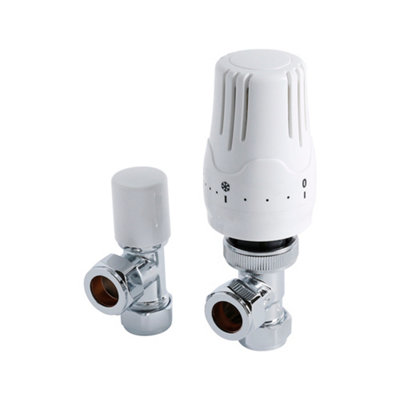 White Lockshield Radiator Valve Thermostatic