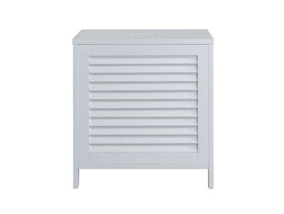 White Louvre Bathroom Laundry Storage Basket - 3