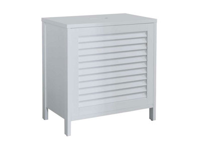 White Louvre Bathroom Laundry Storage Basket - 4