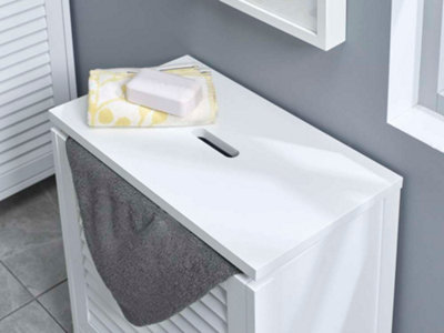 White Louvre Bathroom Laundry Storage Basket - 6