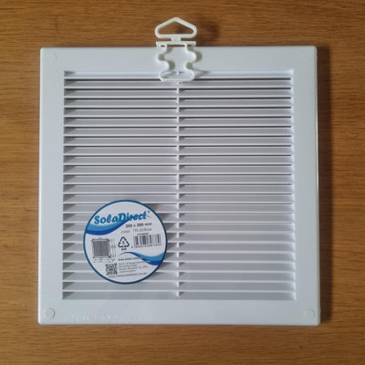 White Louvred Wall Vent Grille with Flyscreen and Screw Covers - 5