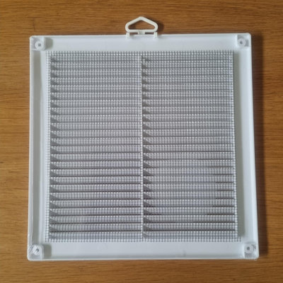 White Louvred Wall Vent Grille with Flyscreen and Screw Covers - 6