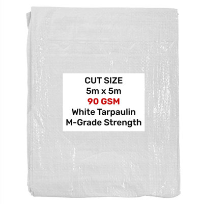 White M-Grade Tarpaulin 5m x 5m