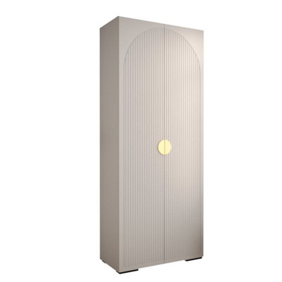 White Manhattan I Elegant Compact Hinged Door Wardrobe W1000mm H2370mm D470mm - 2 Doors, 10 Shelves