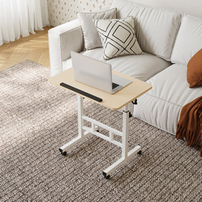 White Maple Height Adjustable Mobile Overbed Table