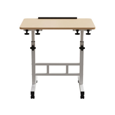 White Maple Height Adjustable Mobile Overbed Table
