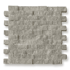 White Marble 2.5 x 5cm Brick Size Split Face Cladding 30.5 x 30.5cm Tile, Sold Per Tile