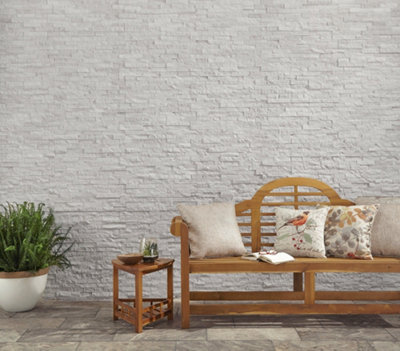 White Marble 5 x 10cm Brick Size Split Face Cladding 30.5 x 30.5cm Tile, Sold Per Tile