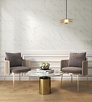 White Marble Calacutta Gloss 300mm x 600mm Ceramic Wall Tiles (Pack of 10 w/ Coverage of 1.80m2)