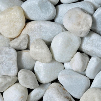 White Marble Cobbles 40-90mm Decorative Garden Aggregates Borders Paths Driveways Yards Landscaping 800kg