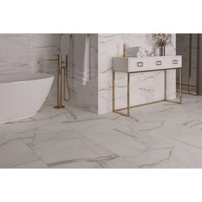 White Marble Gold D'Oro 300mm x 600mm Ceramic Wall Tiles (Pack of 6 w/ Coverage of 1.08m2)