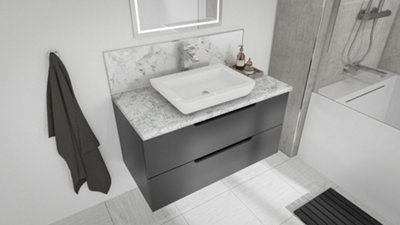White Marble Postformed Laminate Worktop (L)1500 x (W)425 x (T)28mm PF