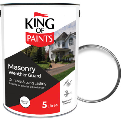 White Masonry Paint King of Paints all-Weather Masonry Paint Ultimate performance 5l