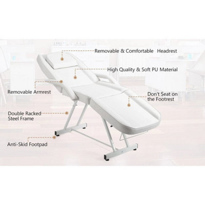 White Massage Table Beauty Bed with Stool Salon Tattoo Spa Bed Couch Reclining