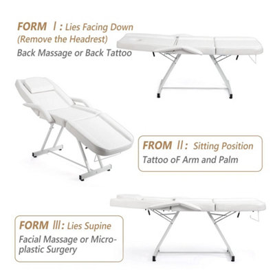 White Massage Table Beauty Bed with Stool Salon Tattoo Spa Bed Couch Reclining