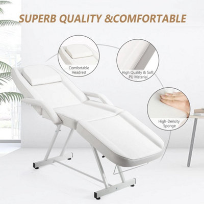 White Massage Table Beauty Bed with Stool Salon Tattoo Spa Bed Couch Reclining