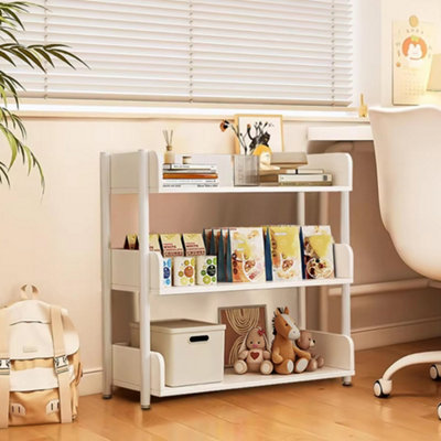 White MDF 3 Tier Bookshelf Storage Unit - Freestanding Shelving
