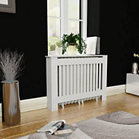 White MDF Radiator Cover Heating Cabinet 112 cm