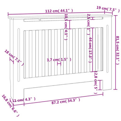 White MDF Radiator Cover Heating Cabinet 112 cm - 4