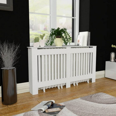 WHITE MDF RADIATOR COVER HEATING CABINET 152 CM