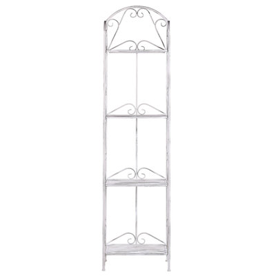 White Metal 4-Tier Free-Standing Bathroom Shelf Unit Vintage Distressed Finish W40 x D27 x H166cm