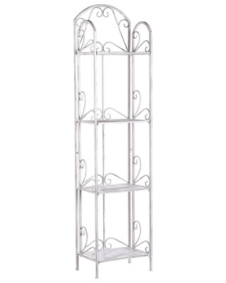 White Metal 4-Tier Free-Standing Bathroom Shelf Unit Vintage Distressed Finish W40 x D27 x H166cm