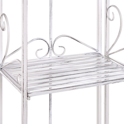 White Metal 4-Tier Free-Standing Bathroom Shelf Unit Vintage Distressed Finish W40 x D27 x H166cm