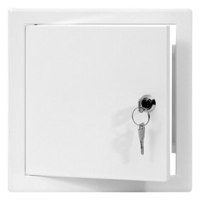 White Metal Access Panel 150mm x 150mm with Lock / Keys