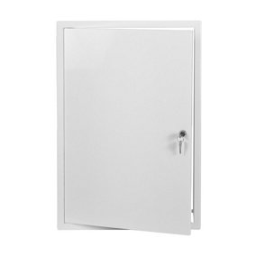 White Metal Access Panel 400mm x 500mm with Lock / Keys