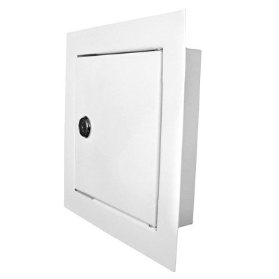 White metal access panel door with lock 200mm x 200mm hinged secure ...