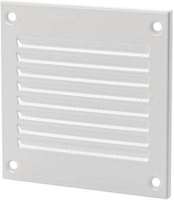 White Metal Air Vent Grille 100mm x 100mm with Fly Screen