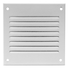 White Metal Air Vent Grille 100mm x 100mm with Fly Screen